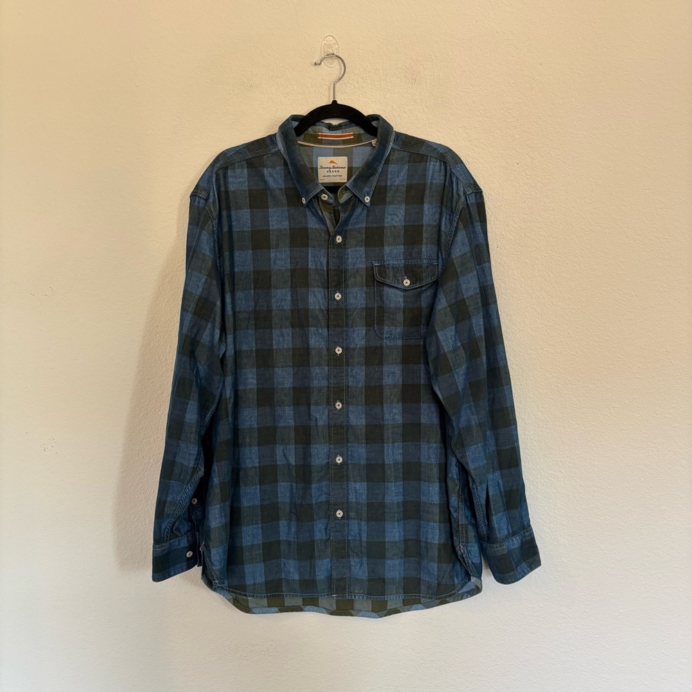 Tommy Bahama Mens Blue Check Island Corduroy Shirt